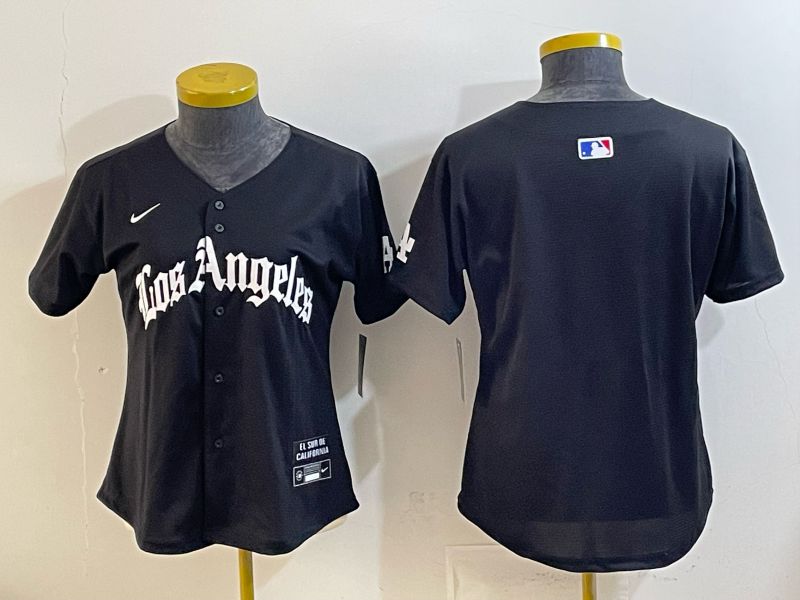 Women 2026 Los Angeles Dodgers Blank Black Game Nike MLB Jersey style 001